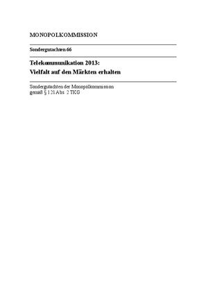 Sektorgutachten Telekommunikation 2013