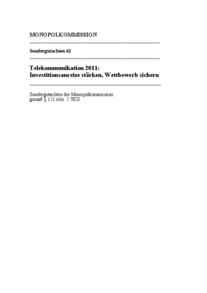 Sektorgutachten Telekommunikation 2011