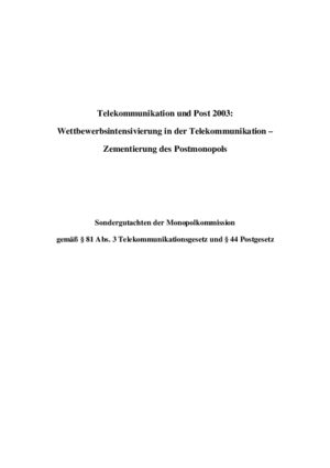 Sektorgutachten Telekommunikation 2003